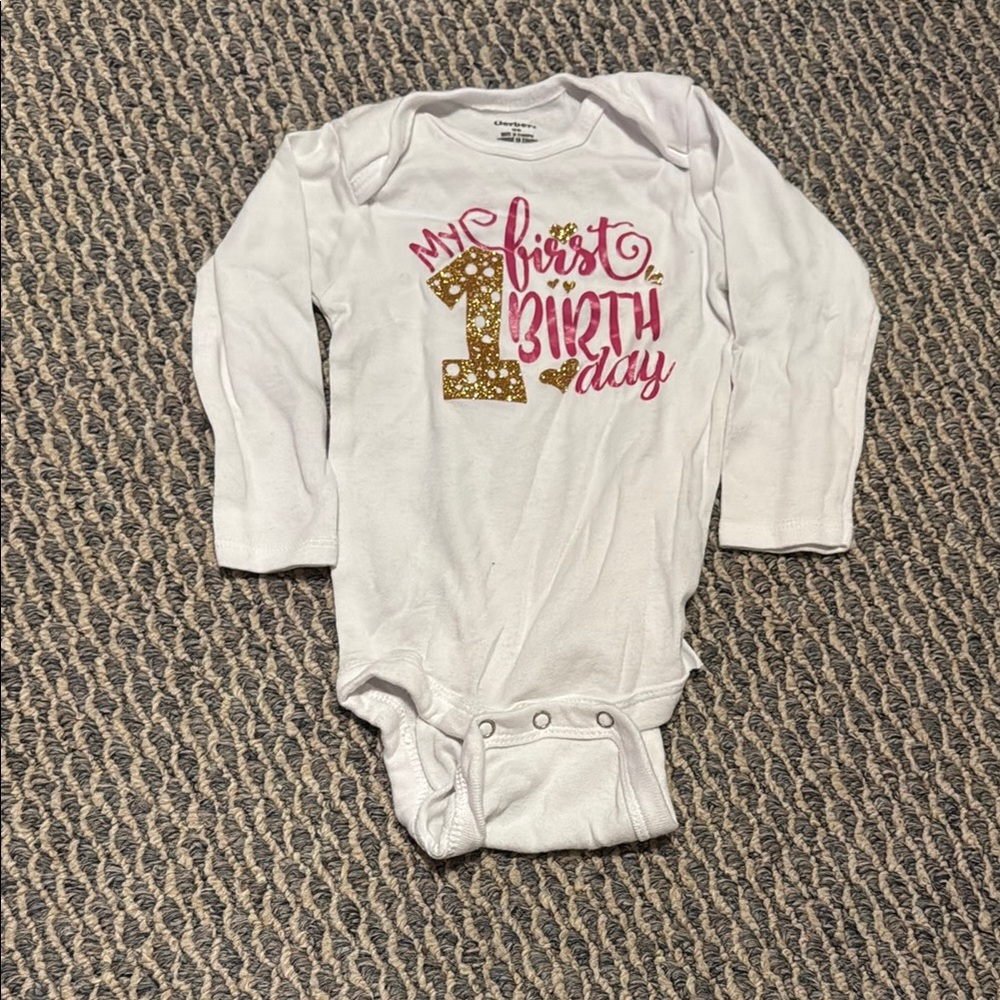 Gerber White and Gold Bodysuit with Snap Closure